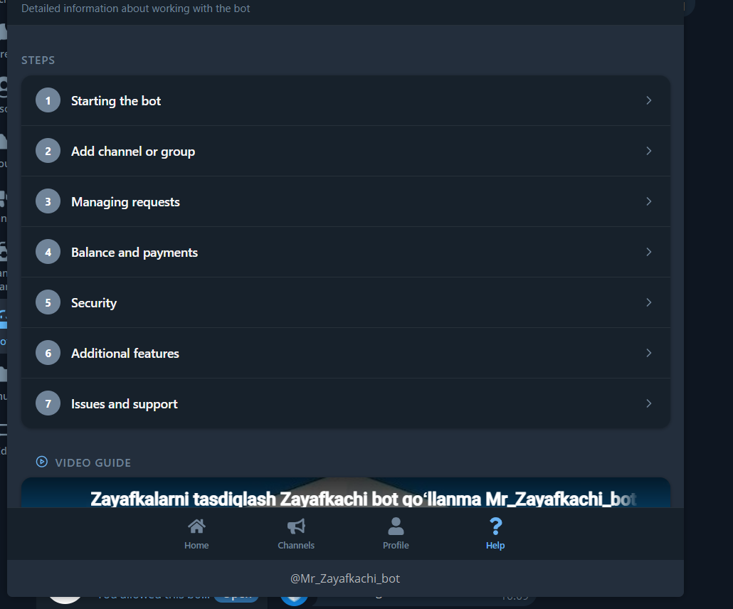 Mr. Zayafkachi Bot — To'lov tizimi va balans